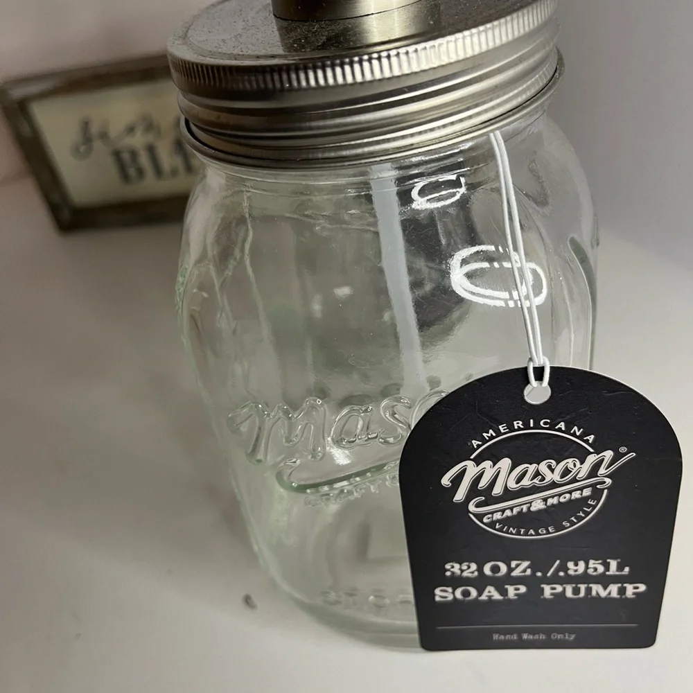 Mason Clear Glass Soap Pump Set